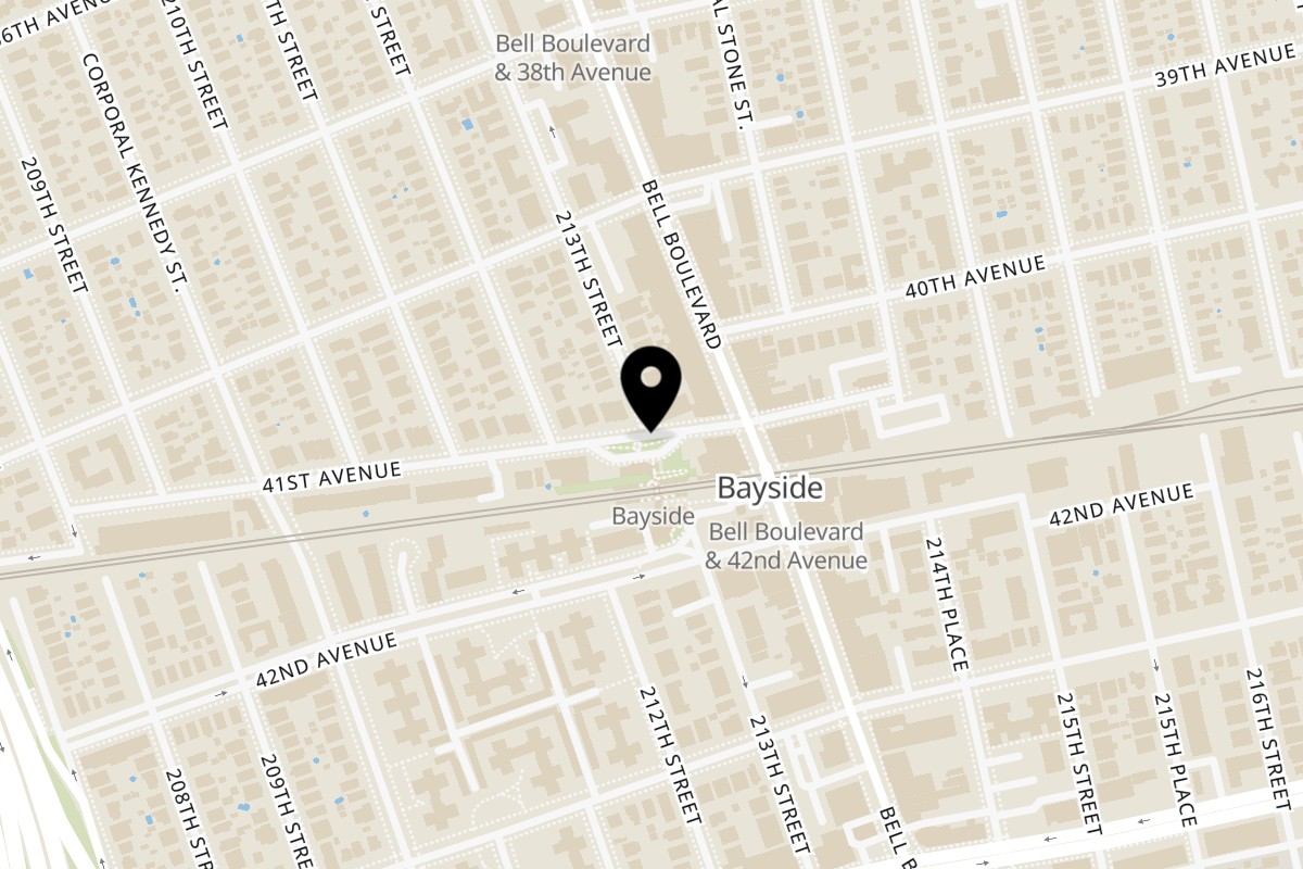Map showing the location of One Station Plaza on 21310 41st Ave in Bayside